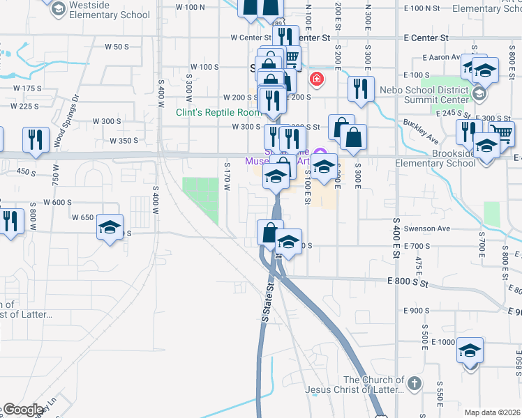 map of restaurants, bars, coffee shops, grocery stores, and more near 670 South Main Street in Springville