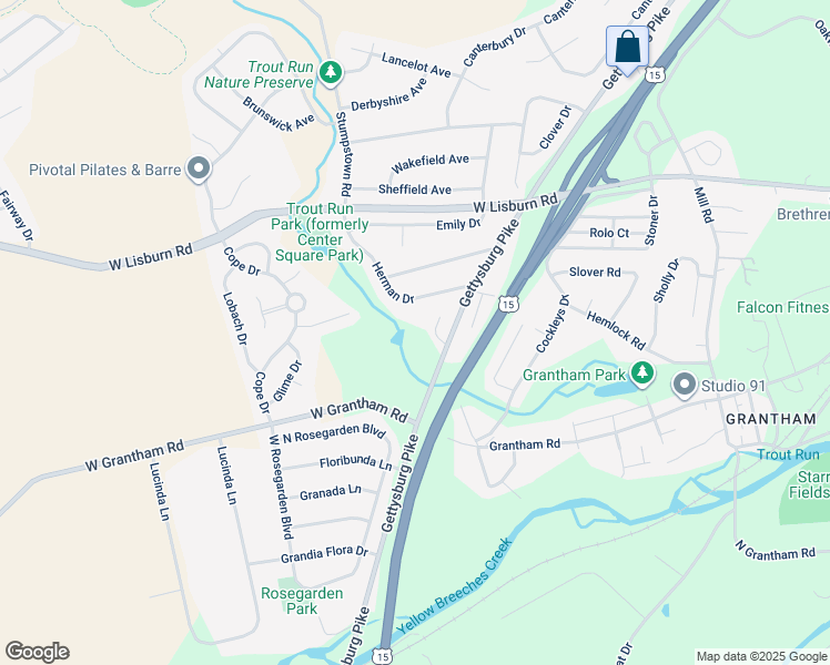 map of restaurants, bars, coffee shops, grocery stores, and more near 1024 Gettysburg Pike in Mechanicsburg