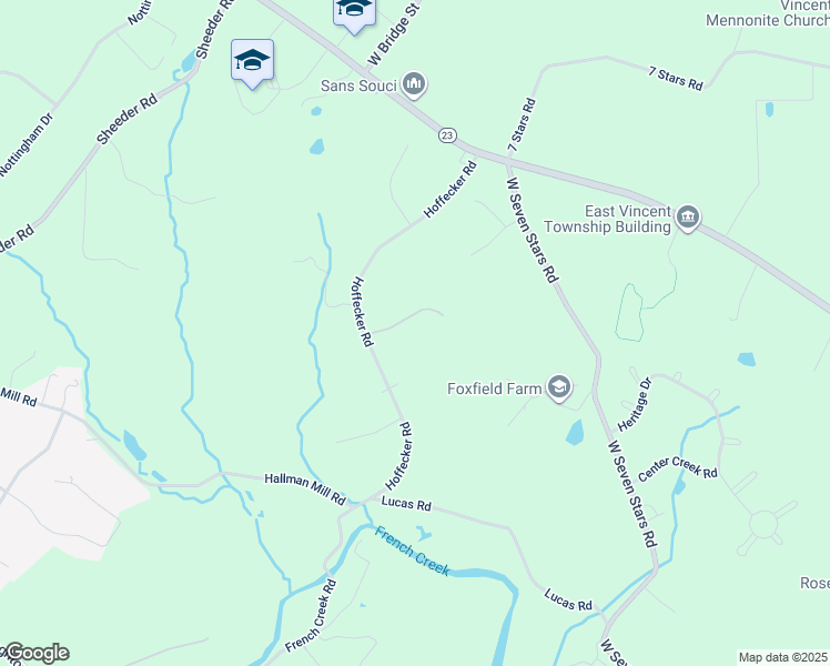 map of restaurants, bars, coffee shops, grocery stores, and more near 104 Badalamenti Drive in Phoenixville