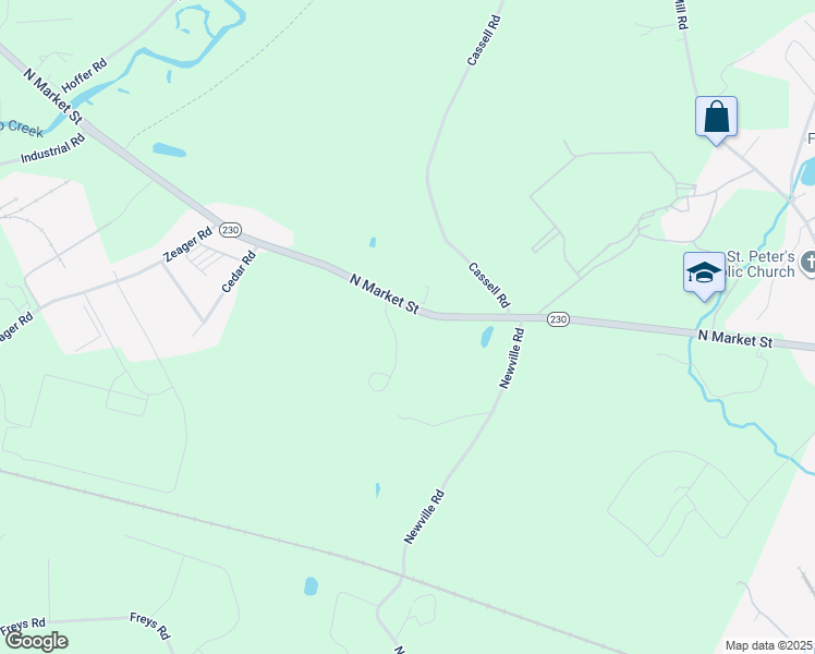 map of restaurants, bars, coffee shops, grocery stores, and more near 12 Oakbrook Lane in Elizabethtown