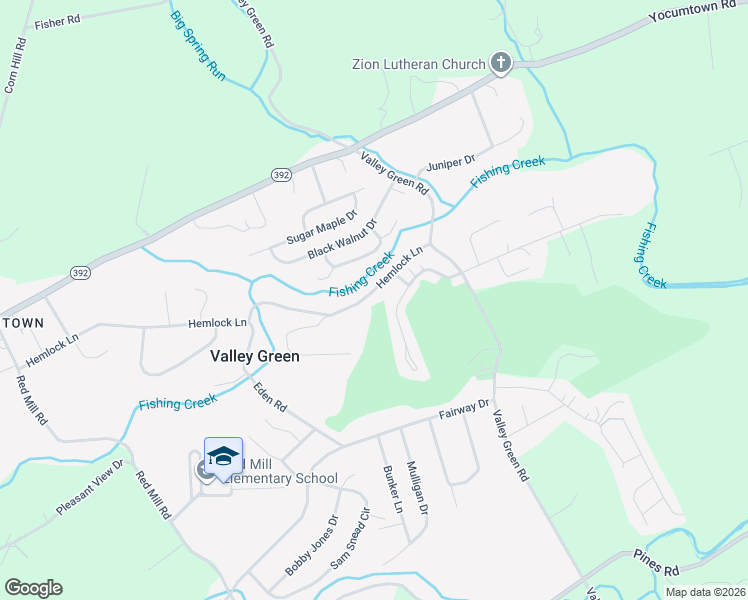 map of restaurants, bars, coffee shops, grocery stores, and more near 90 Hemlock Lane in Valley Green