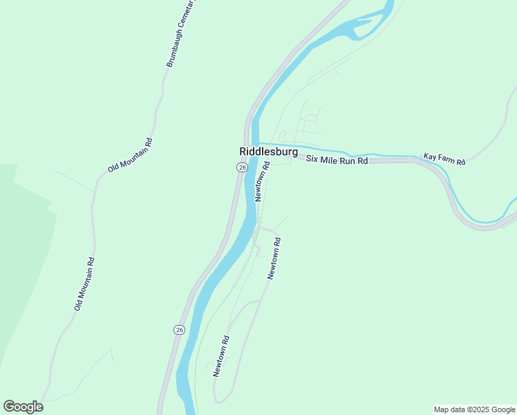 map of restaurants, bars, coffee shops, grocery stores, and more near Newtown Road in Riddlesburg