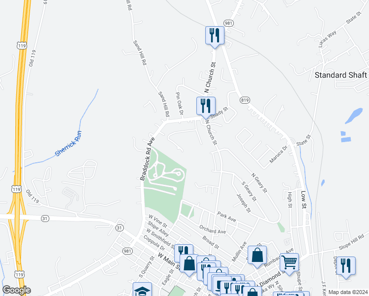 map of restaurants, bars, coffee shops, grocery stores, and more near in Mount Pleasant