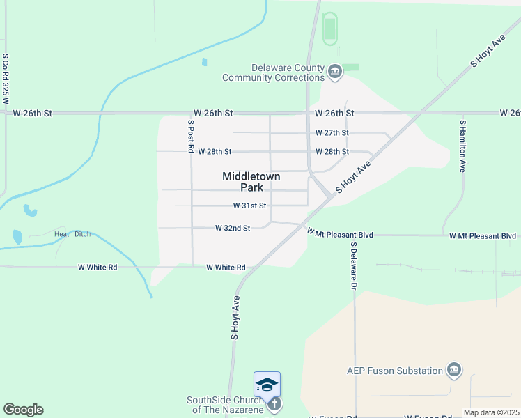 map of restaurants, bars, coffee shops, grocery stores, and more near 3508 W 31st St in Muncie