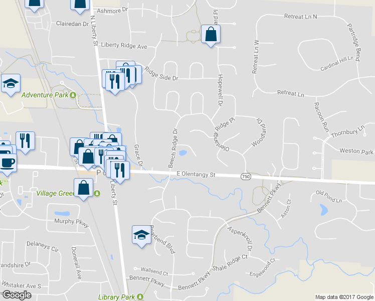 map of restaurants, bars, coffee shops, grocery stores, and more near 271 Glen Village Court in Powell