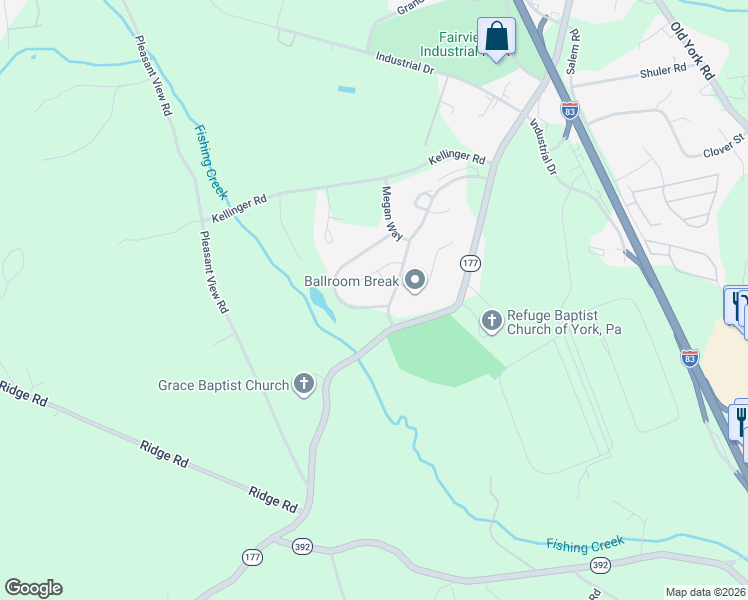 map of restaurants, bars, coffee shops, grocery stores, and more near 111 Sarah Court in Lewisberry