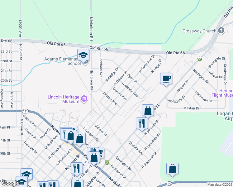 map of restaurants, bars, coffee shops, grocery stores, and more near 113 Denver Avenue in Lincoln