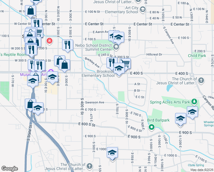 map of restaurants, bars, coffee shops, grocery stores, and more near 510 Averett Avenue in Springville