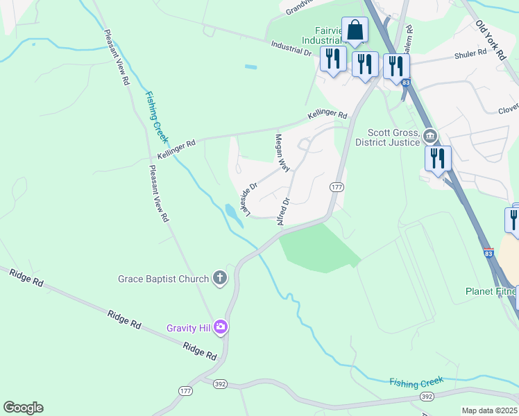 map of restaurants, bars, coffee shops, grocery stores, and more near 111 Sarah Ct in Lewisberry