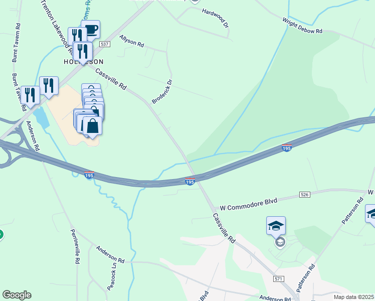 map of restaurants, bars, coffee shops, grocery stores, and more near 912 West Commodore Boulevard in Jackson Township