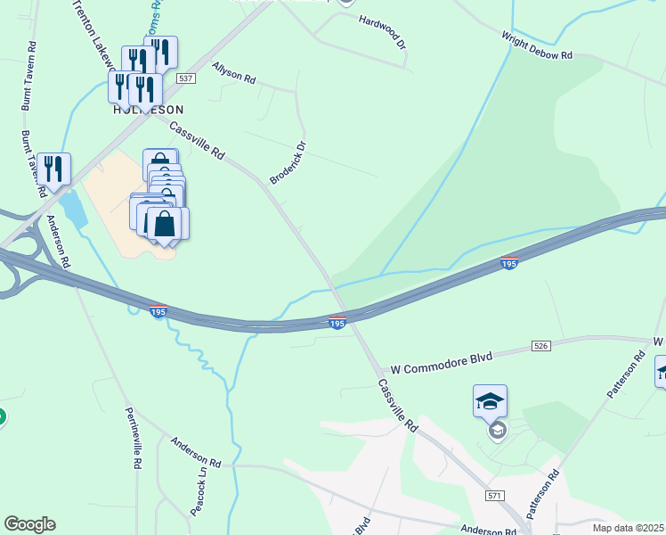 map of restaurants, bars, coffee shops, grocery stores, and more near 912 West Commodore Boulevard in Jackson Township