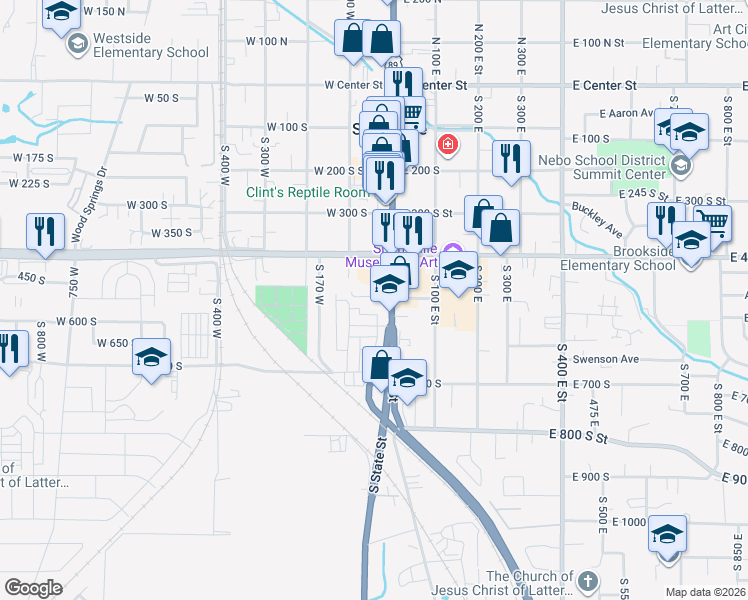 map of restaurants, bars, coffee shops, grocery stores, and more near 494 South Main Street in Springville
