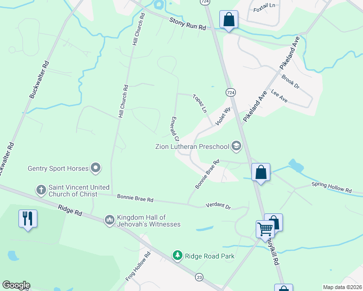 map of restaurants, bars, coffee shops, grocery stores, and more near 204 Emerald Court in Phoenixville