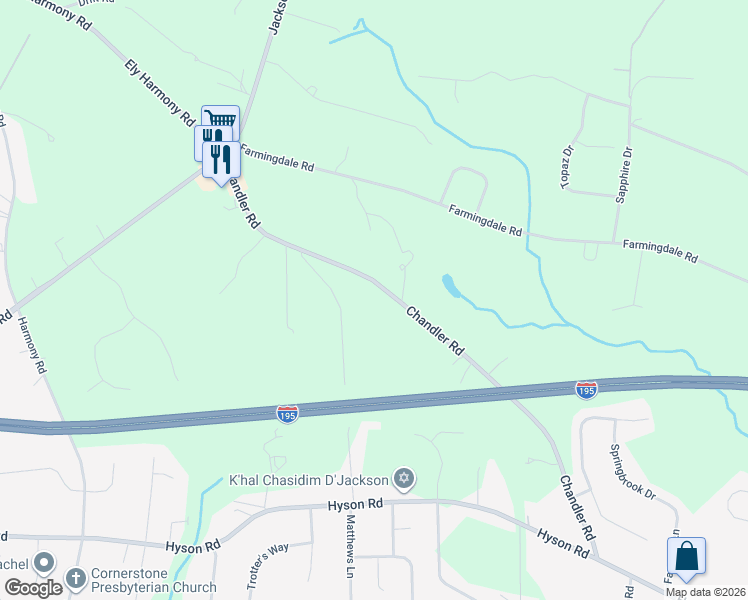 map of restaurants, bars, coffee shops, grocery stores, and more near 324 Chandler Road in Jackson Township