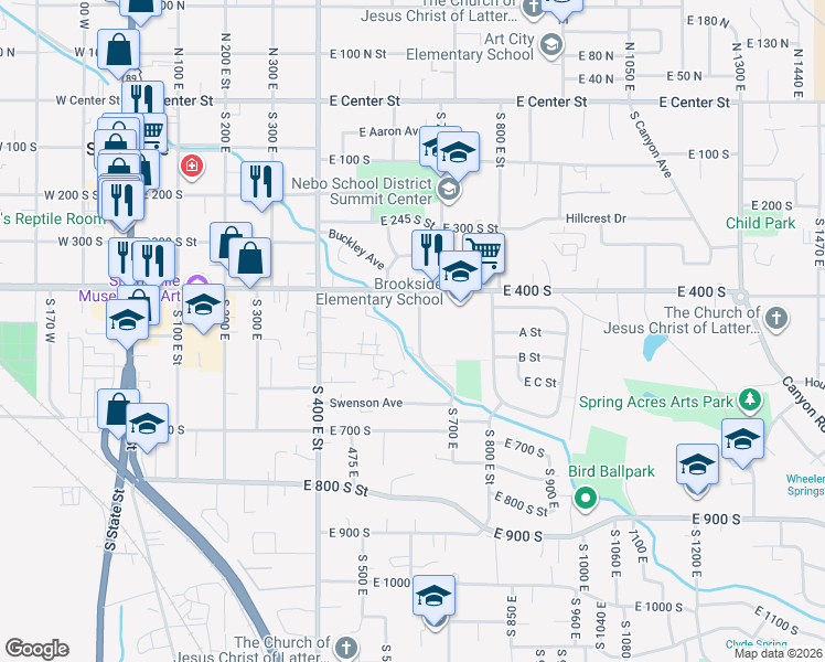map of restaurants, bars, coffee shops, grocery stores, and more near 510 Averett Avenue in Springville