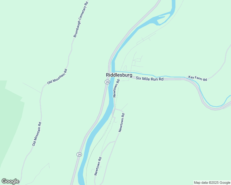 map of restaurants, bars, coffee shops, grocery stores, and more near Newtown Road in Riddlesburg