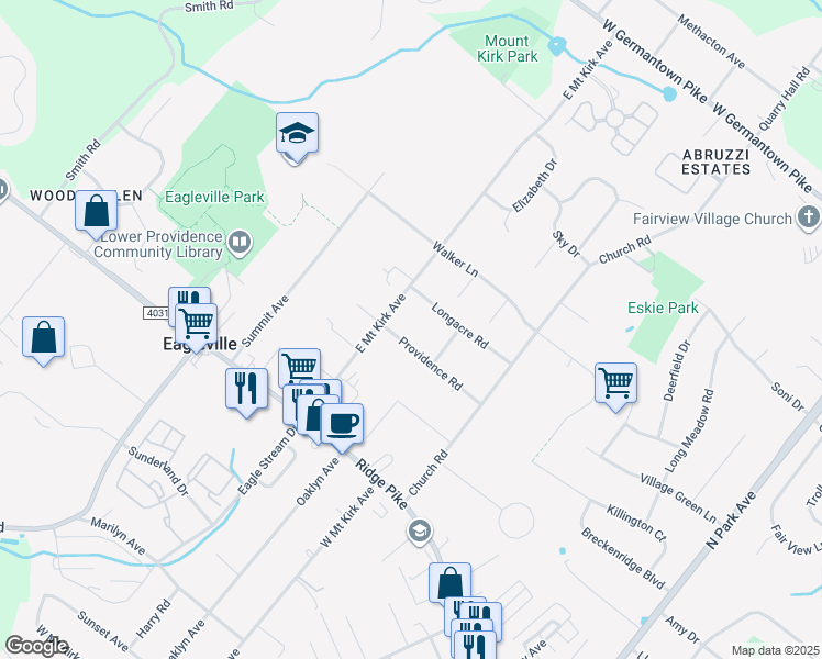 map of restaurants, bars, coffee shops, grocery stores, and more near in Norristown