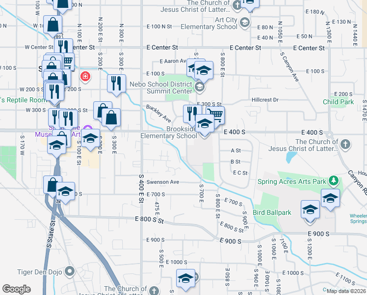 map of restaurants, bars, coffee shops, grocery stores, and more near 510 Averett Avenue in Springville
