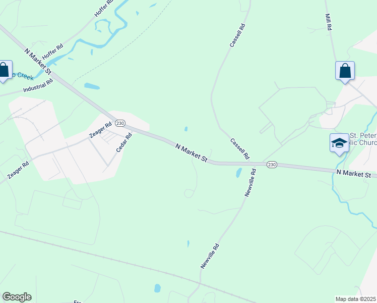 map of restaurants, bars, coffee shops, grocery stores, and more near 1695 North Market Street in Elizabethtown
