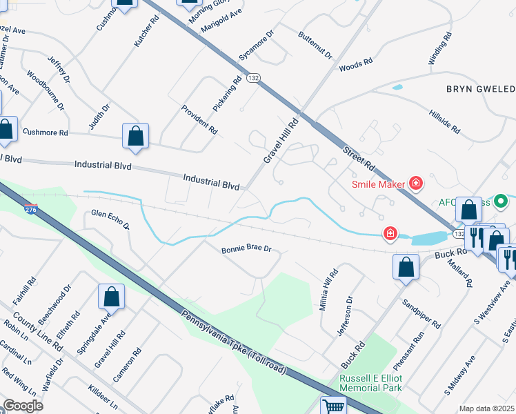 map of restaurants, bars, coffee shops, grocery stores, and more near 453 Nicholas Drive in Southampton