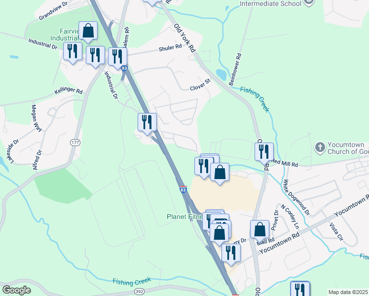 map of restaurants, bars, coffee shops, grocery stores, and more near 695 Salem Road in Goldsboro