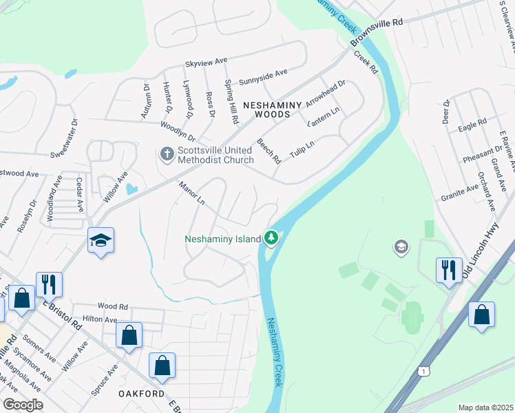 map of restaurants, bars, coffee shops, grocery stores, and more near 962 Paige Court in Feasterville-Trevose