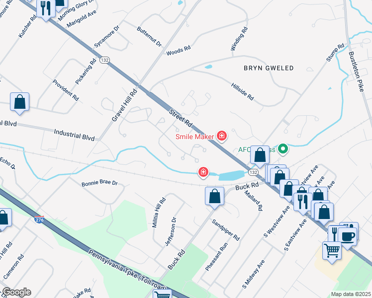 map of restaurants, bars, coffee shops, grocery stores, and more near 1733 McNelis Drive in Southampton