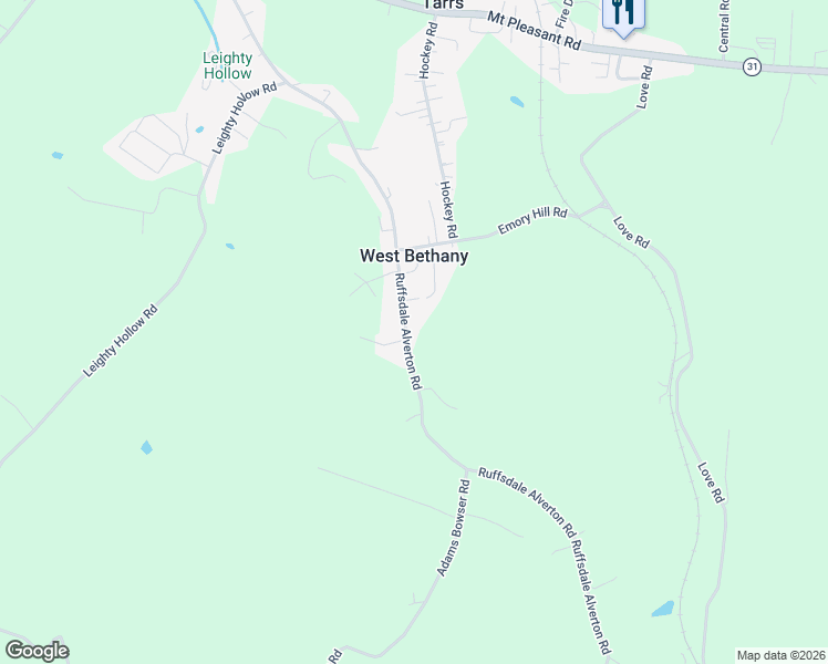 map of restaurants, bars, coffee shops, grocery stores, and more near 752 Ruffsdale Alverton Road in Tarrs