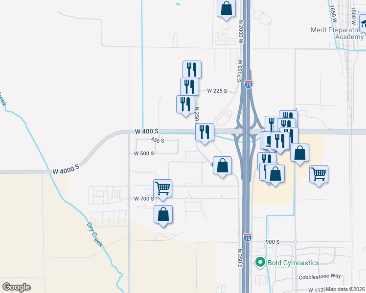 map of restaurants, bars, coffee shops, grocery stores, and more near 473 South 2400 West in Springville