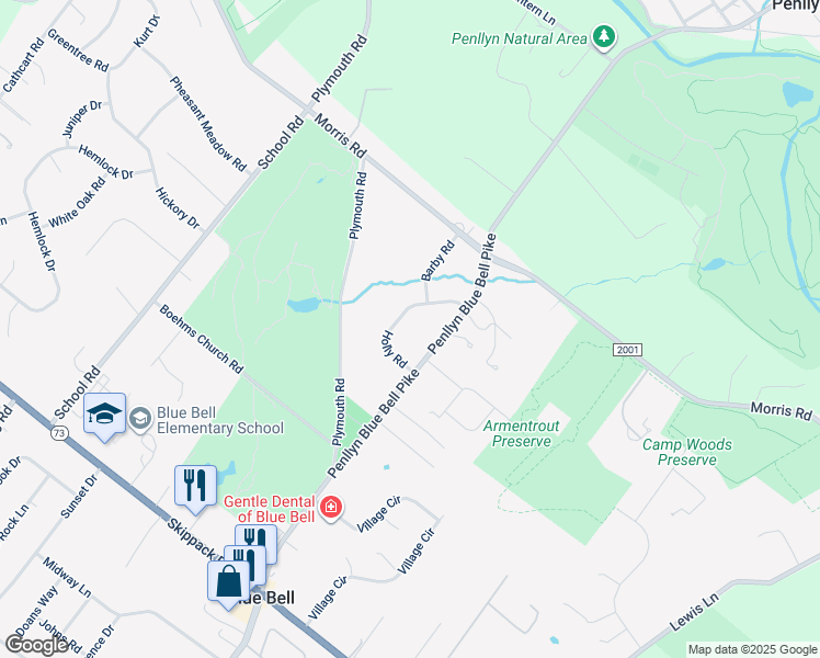 map of restaurants, bars, coffee shops, grocery stores, and more near 450 Holly Road in Blue Bell