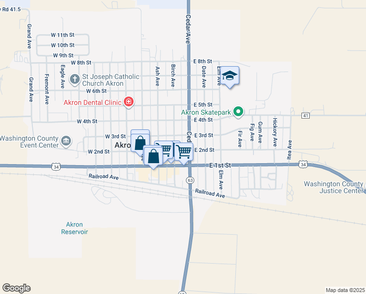 map of restaurants, bars, coffee shops, grocery stores, and more near 281 Cedar Avenue in Akron
