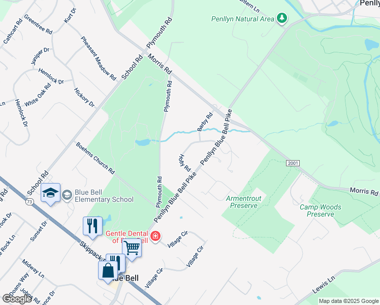 map of restaurants, bars, coffee shops, grocery stores, and more near 450 Holly Road in Blue Bell