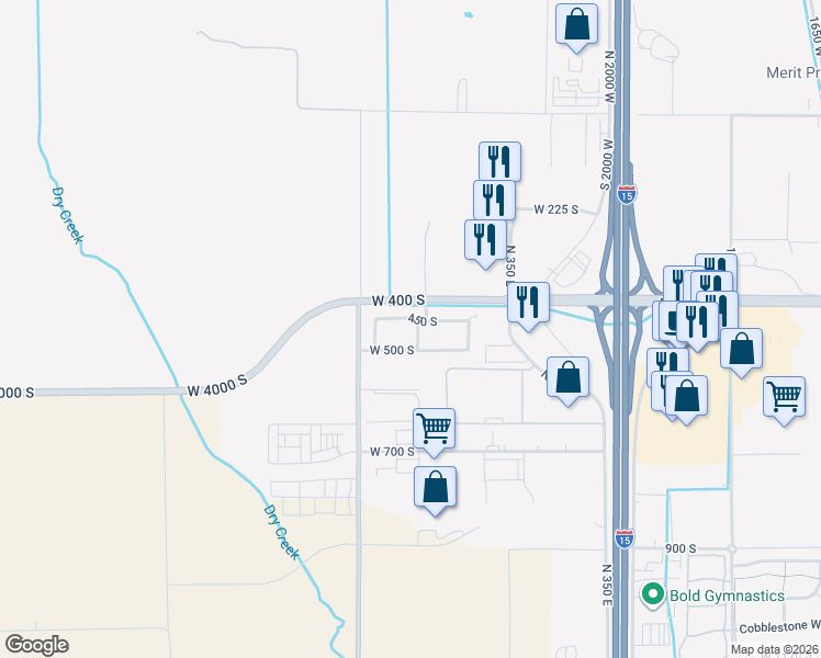 map of restaurants, bars, coffee shops, grocery stores, and more near 2520 South 2550 West in Springville
