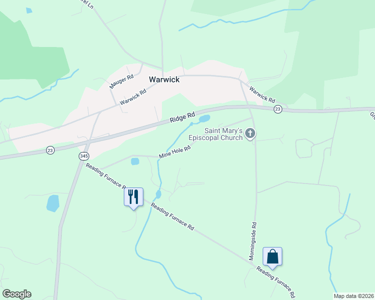 map of restaurants, bars, coffee shops, grocery stores, and more near 150 Mine Hole Road in Elverson