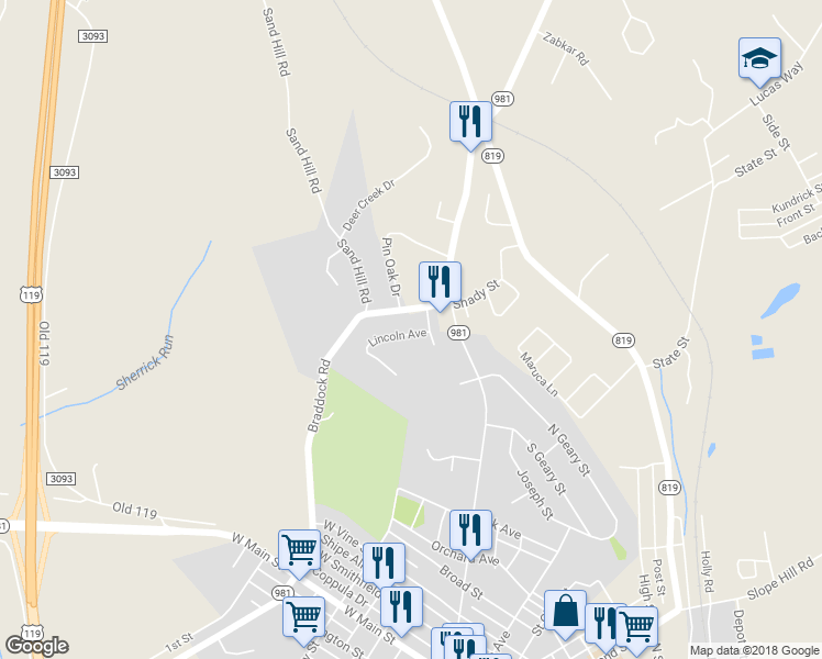 map of restaurants, bars, coffee shops, grocery stores, and more near 198 Lincoln Avenue in Mount Pleasant