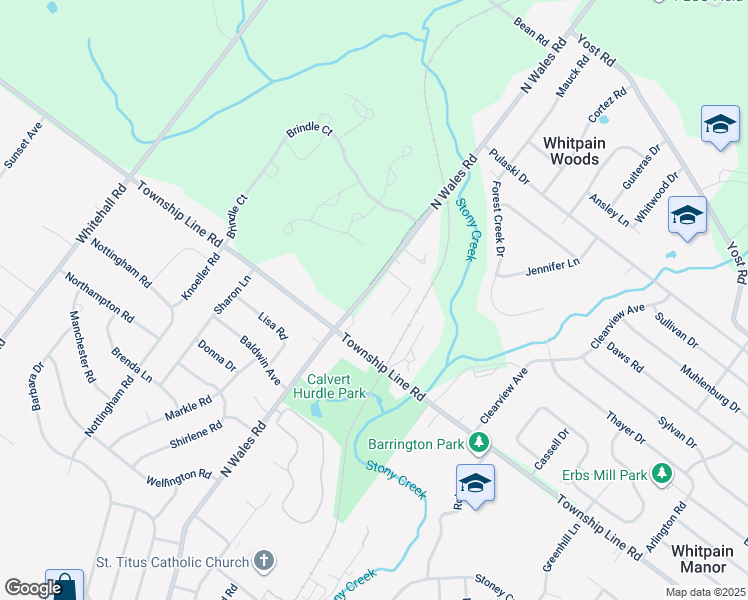 map of restaurants, bars, coffee shops, grocery stores, and more near 1760 North Wales Road in Blue Bell