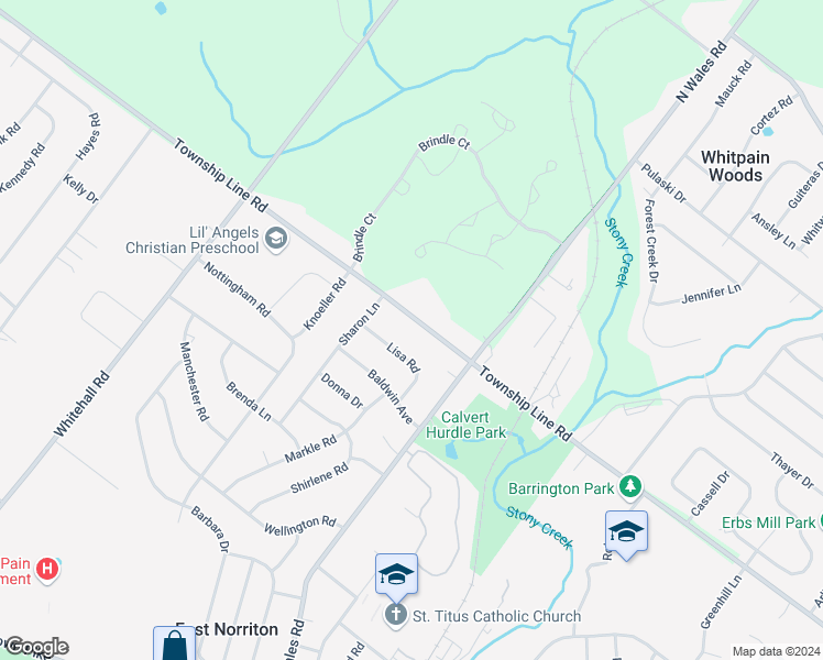 map of restaurants, bars, coffee shops, grocery stores, and more near 513 Township Line Road in Eagleville