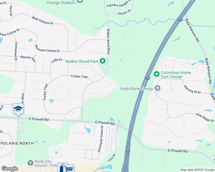 map of restaurants, bars, coffee shops, grocery stores, and more near 3053 Maddie Court in Lewis Center