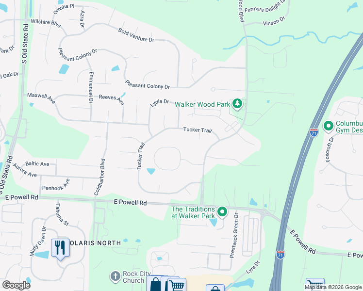 map of restaurants, bars, coffee shops, grocery stores, and more near 2683 Aikin Circle in Lewis Center