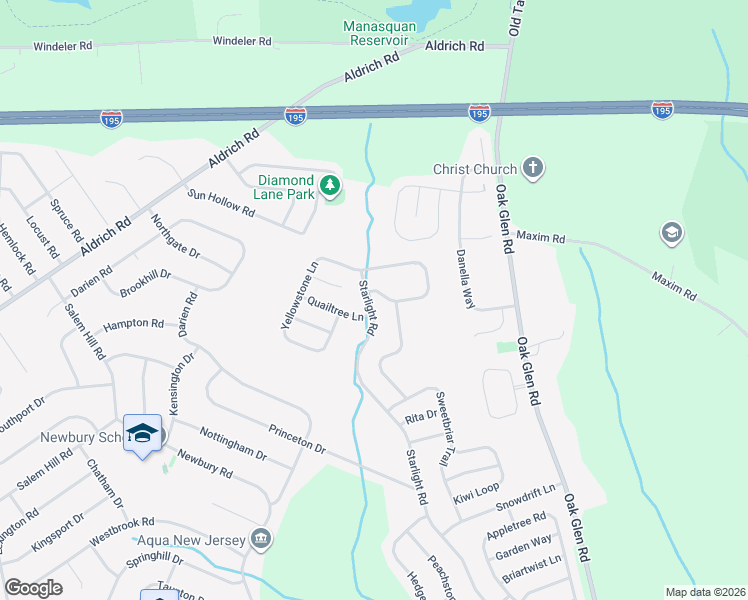 map of restaurants, bars, coffee shops, grocery stores, and more near 128 Starlight Road in Howell Township
