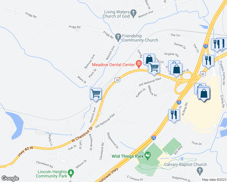 map of restaurants, bars, coffee shops, grocery stores, and more near 10 Bel Air Drive in Washington
