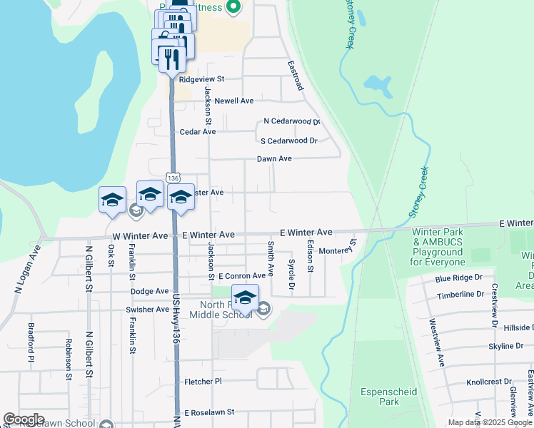 map of restaurants, bars, coffee shops, grocery stores, and more near 2101-2199 North Washington Avenue in Danville