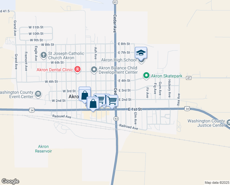 map of restaurants, bars, coffee shops, grocery stores, and more near 281 Cedar Avenue in Akron