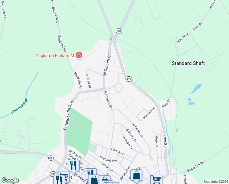 map of restaurants, bars, coffee shops, grocery stores, and more near 504 Pleasant View Terrace in Mount Pleasant