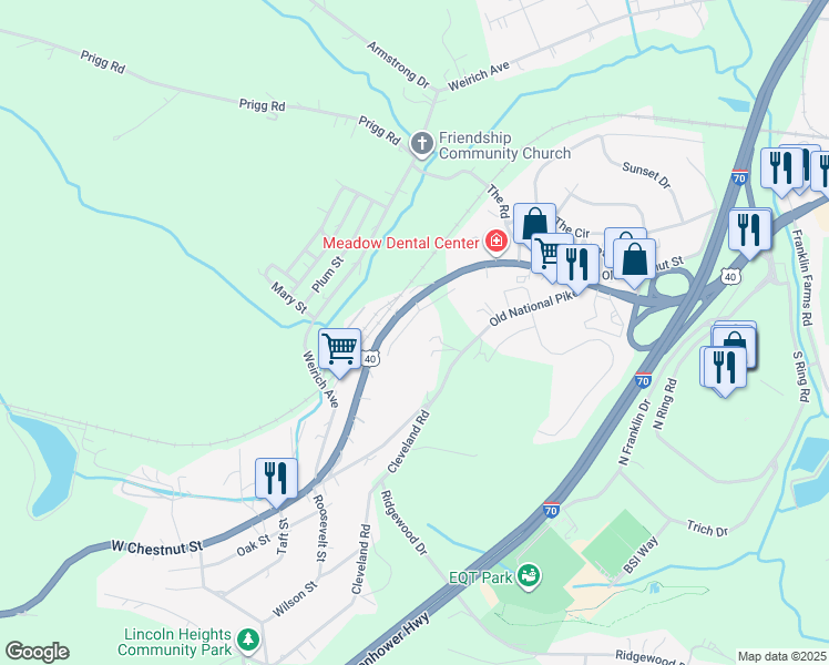 map of restaurants, bars, coffee shops, grocery stores, and more near 10 Bel Air Drive in Washington