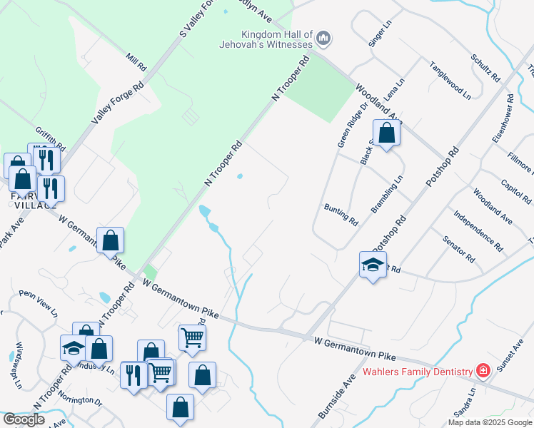 map of restaurants, bars, coffee shops, grocery stores, and more near 108 Cirak Avenue in Norristown