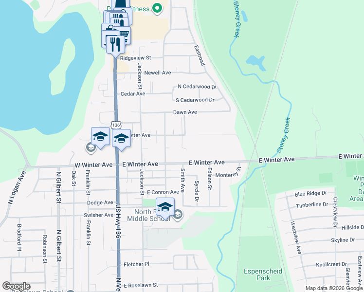 map of restaurants, bars, coffee shops, grocery stores, and more near 2112 Smith Avenue in Danville