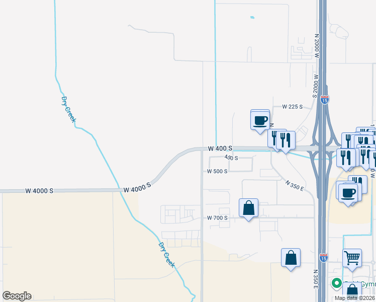 map of restaurants, bars, coffee shops, grocery stores, and more near 317 West 4000 South in Springville