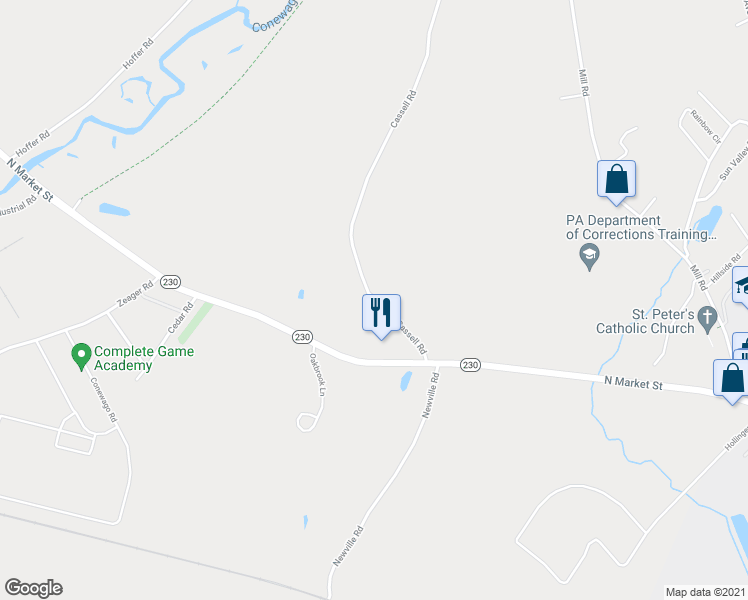 map of restaurants, bars, coffee shops, grocery stores, and more near 101 Cassell Road in Elizabethtown