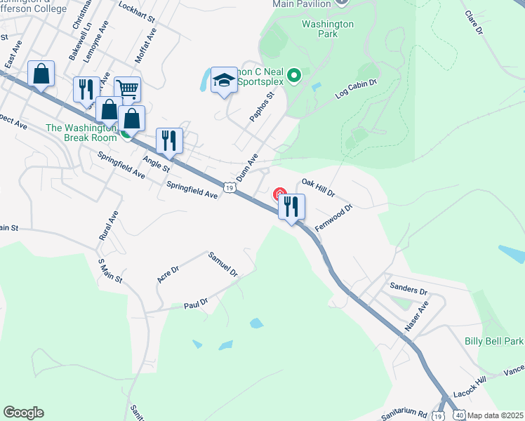 map of restaurants, bars, coffee shops, grocery stores, and more near 1056 East Maiden Street in Washington